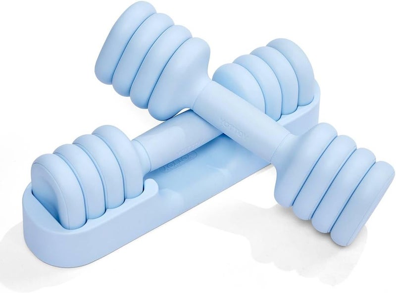 YOTTOY Adjustable Dumbbell Set of 2, 4-in-1 Hand Weights for Women at Home, Compact Free Weights Dumbbells Set with Soft Grip and Base, 2-5 lbs Each for Home Gym - Image 1